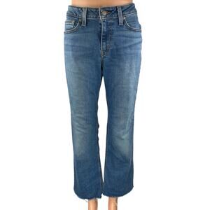 Levis Women's Blue Frayed Raw Hem Super Low Bootcut Flared Denim Jeans Pants 30